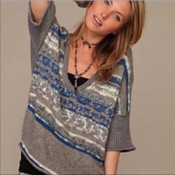 Free People Voluminous Fair Isle Sweater Size Small/medium - Picture 3 of 7
